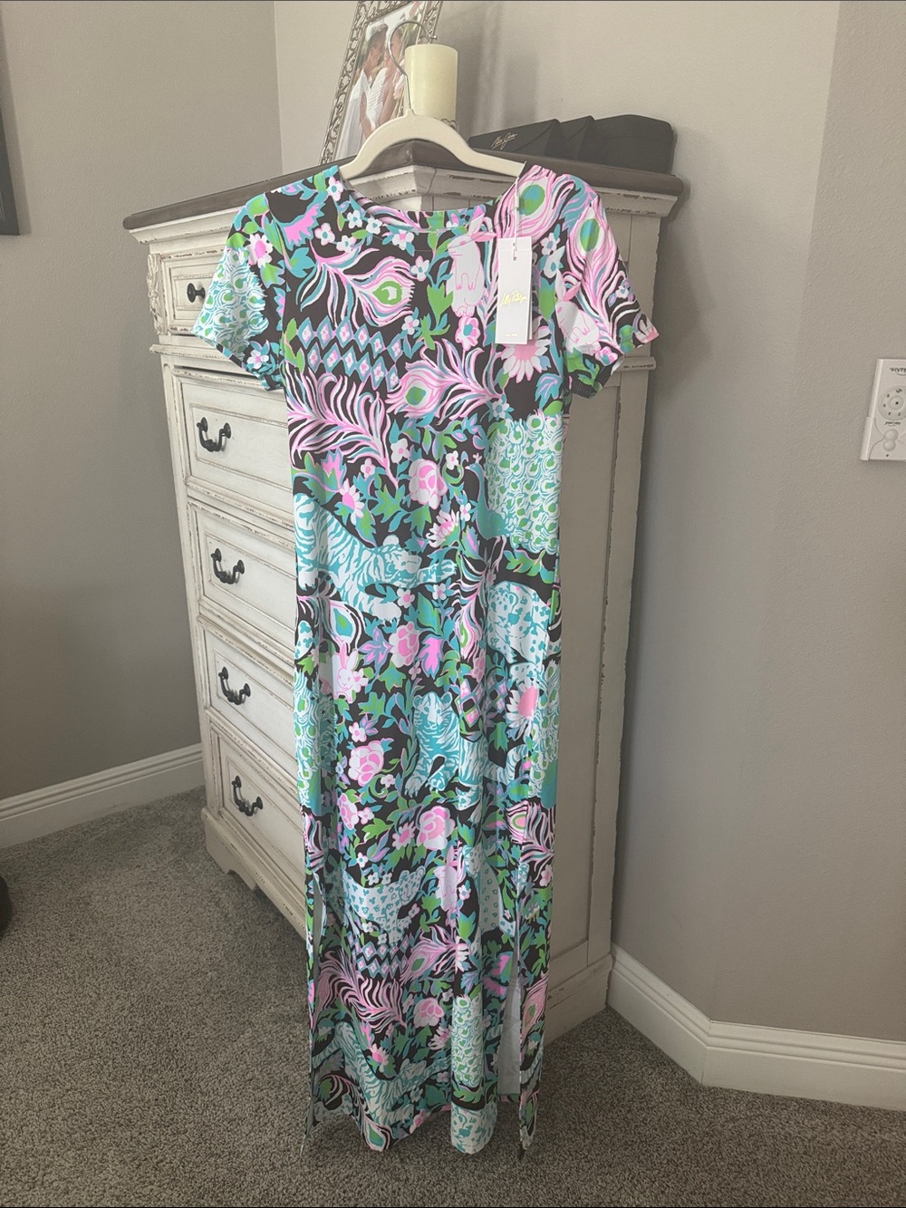 NWT Lilly Pulitzer Pink, Aqua & Green Floral Maxi Dress
